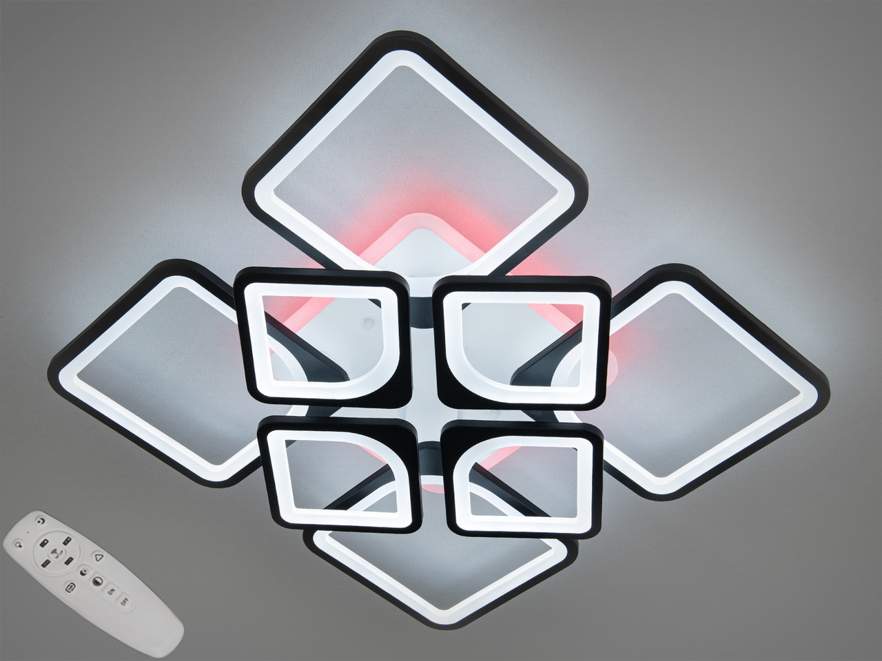 Світлодіодна стельова смарт-люстра H8060/4+4BK LED 3color dimmer, фото 1