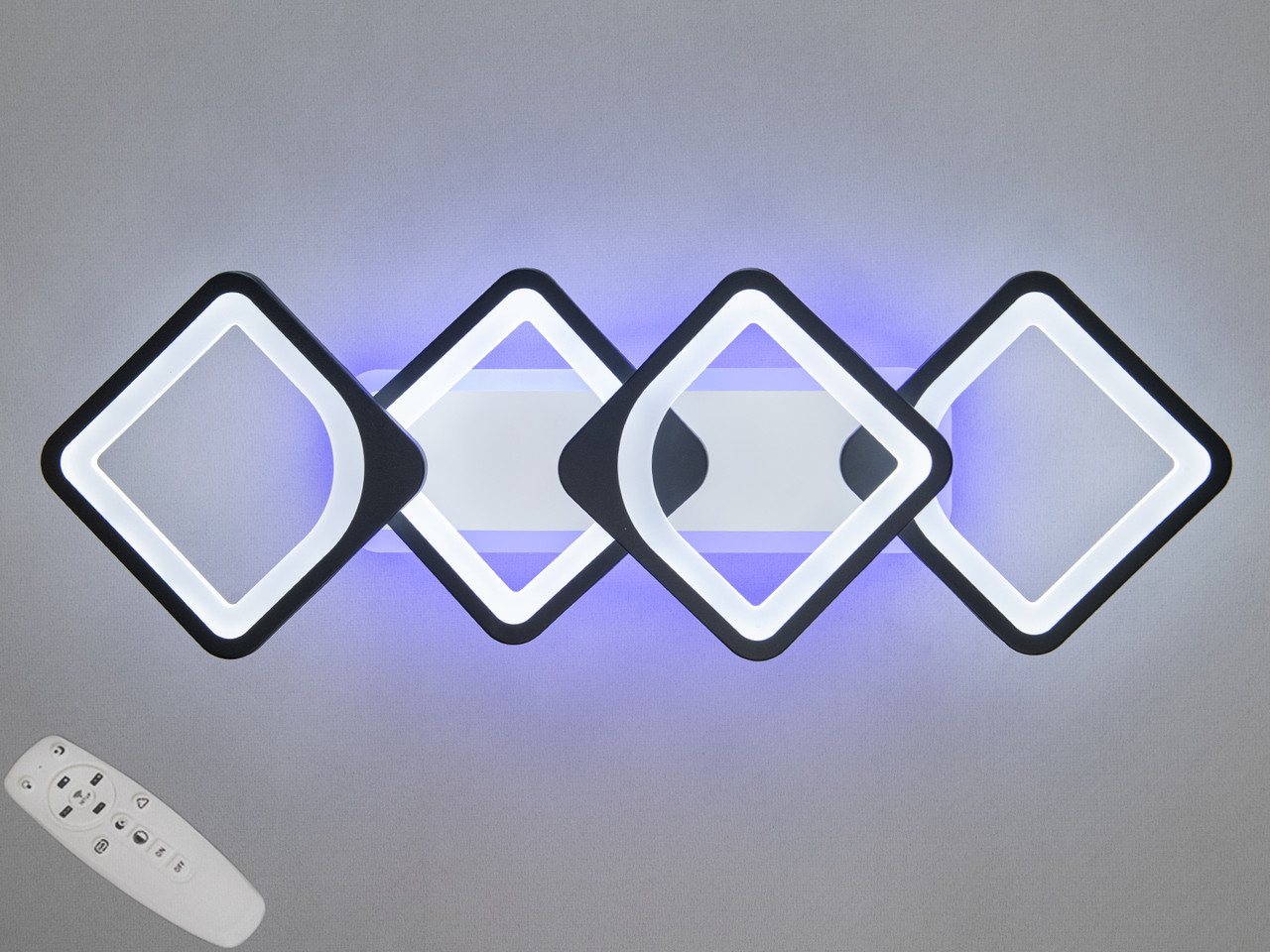 Прямокутна стельова люстра H8060/2+2BK LED 3color dimmer, фото 1