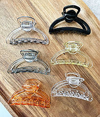 Крабі для волосся гуртом пластик 9 см 12 шт/пач КОЛЬОРОВІ ПРОЗОРІ