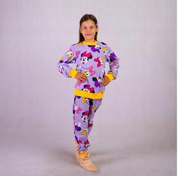 Піжама дитяча підліткова трикотаж, тепла, з начосом для дівчинки