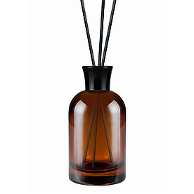 Коричневий прозорий флакон для аромадифузору 100 мл "Orris-Brown" з чорною кришкою (флакон+кришка+пробка)
