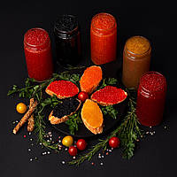 Ікра імітована "Лосось" 0,5 кг , "Кета" 0,5 кг , "Горбуша" 0,5 кг , "Осетр" 0,5 кг , "Щука" 0,5 кг ( скло )