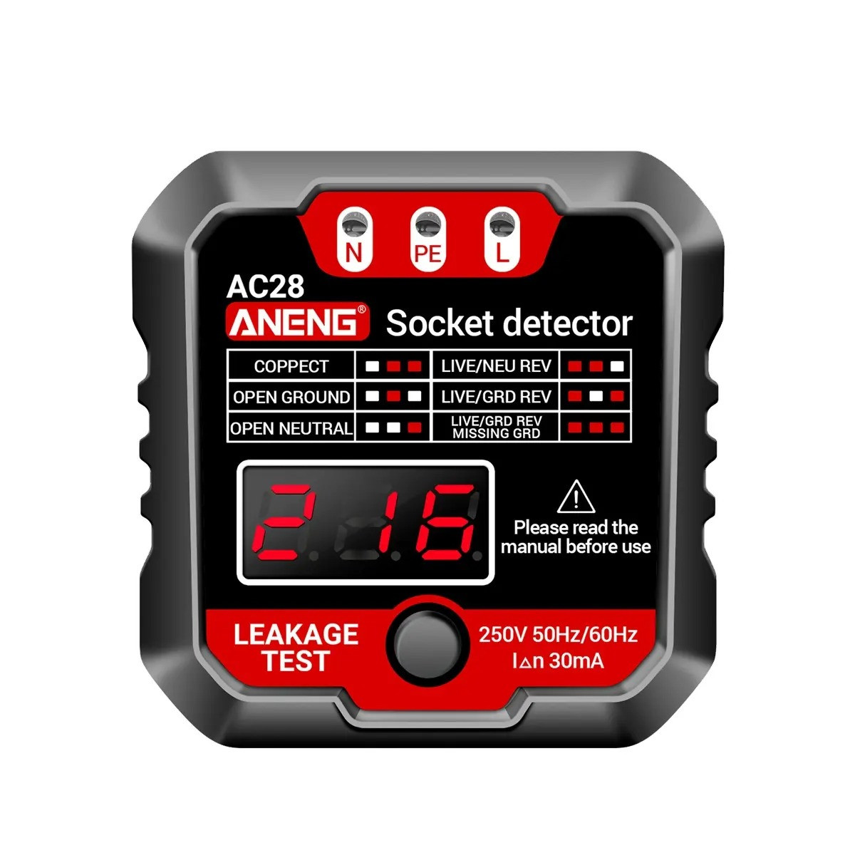 Тестер розеток ANENG АС28 чорний