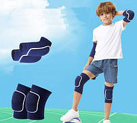 Комплект наколінники спортивні+налокінтики для футболу,волейболу, бігу та інших видів спорту Синій М
