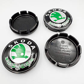Комплект ковпачків (кришки) в литі диски SKODA (Шкода) 56 мм Класик Чорна база - комплект 4 штуки