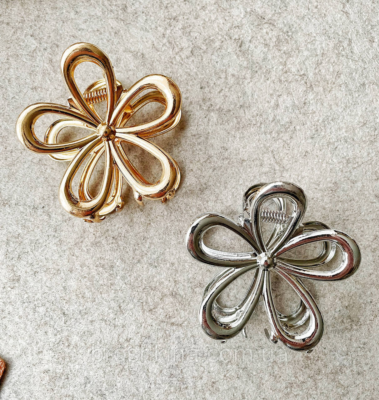 Краби для волосся металеві оптом 6*6 см 12 шт/уп  КВІТКА, фото 1