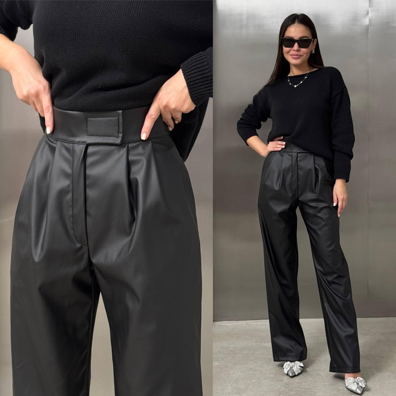 Женские брюки из экокожи осень-зима с утеплителям, фото 1