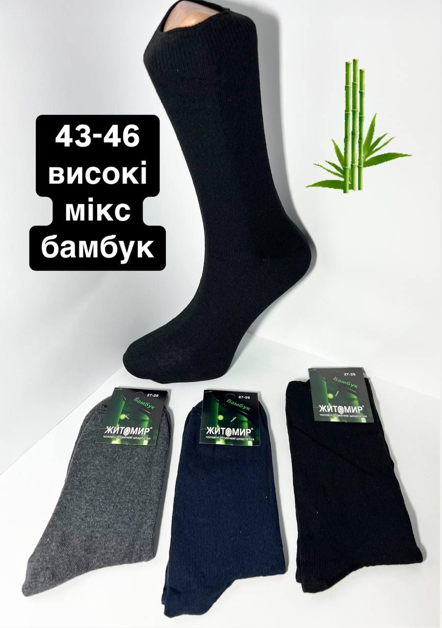 Шкарпетки чоловічі 12 пар демісезонні високі бамбук Житомир розмір 29-31 (43-46) мікс кольорів