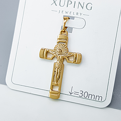 Хрест "Класика" з розп'яттям, без каміння, медичне золото Xuping 18К