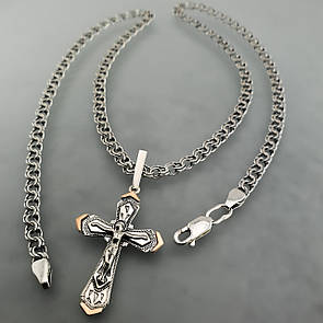 Срібна цепочка з хрестиком чоловіча. Срібний хрестик із золотими накладками і чоловіча срібна цепочка