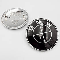 Комплект емблем БМВ (BMW) 2х82 мм Чорно-чорна для E53 E60 E46 E36 E34 E90 E70 на капот та багажник - комплект 2 штуки, фото 3