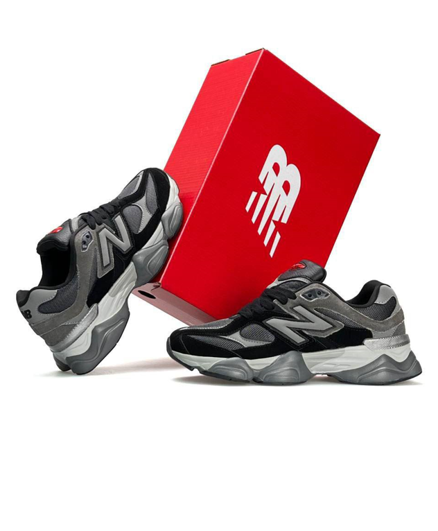 Чоловічі кросівки New Balance 9060 black grey взуття Нью Баланс замшеві чорно сірі якісні для спорту весна осінь