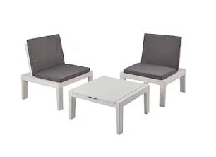 Набор-трансформер 3 в 1 Progarden DUETTO с подушками лежак/2 кресла и столик производство Италия цвет белый, фото 2