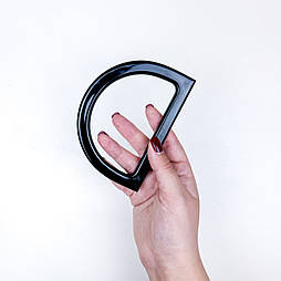 Ручки для сумок напівкруглі пластик 12 см чорні пара, ручки для сумки, фурнітура для сумок (88-3022)