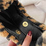 Жіноча хутряна 10451 сумка багет тигр на чорно коричнева, фото 4