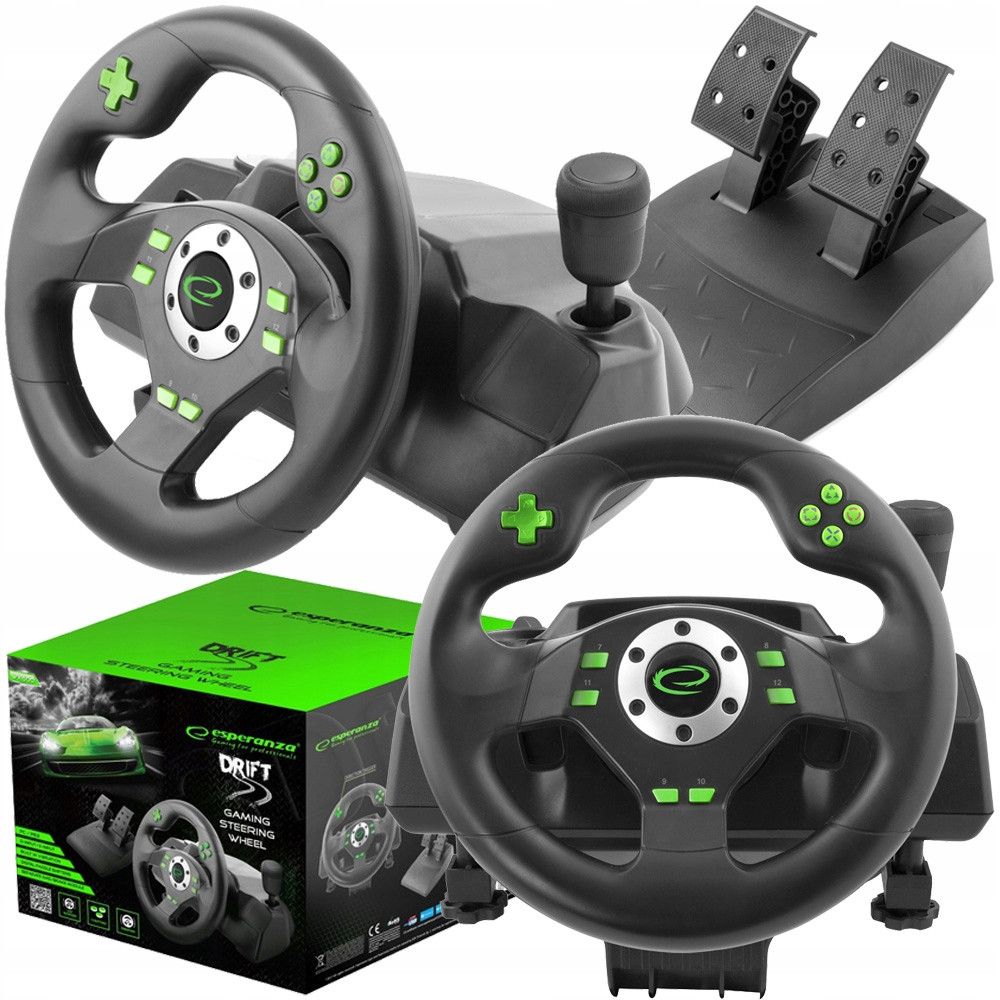 Ігрове кермо Esperanza EGW101 - 270 °, вібровіддача, коробка передач, педалі, USB, PC/PS3