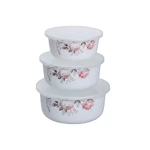 Набір із 3 керамічних харчових контейнерів із кришками Rose Hip на 0,55/0,95/1,35 л
