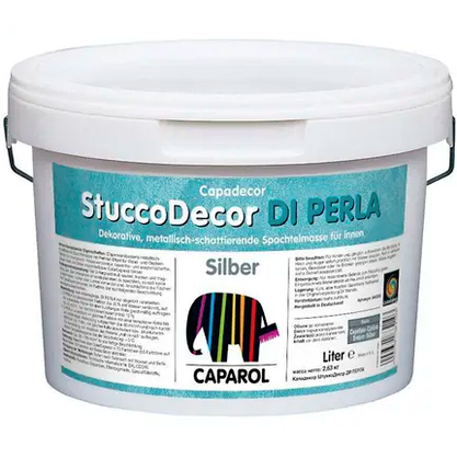 Декоративна інтер'єрна суміш Caparol Stucco Di Perla Срібло 2л, фото 1