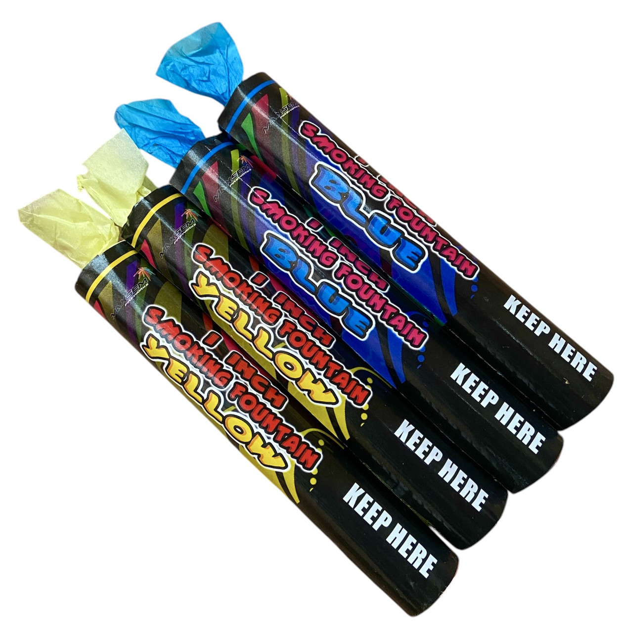 Кольоровий дим набір Жовтий Блакитний MA0511 Maxsem Yellow Blue smoking fountain 60 сек, 4 шт/уп