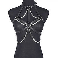 Стильна портупея з екошкіри з ланцюгами Павутинка