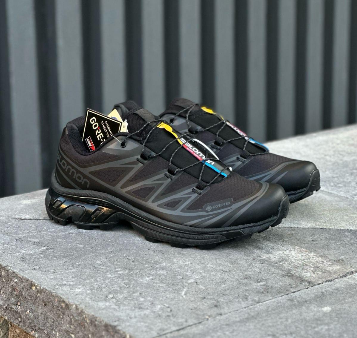 Термо кросівки чоловічі Salomon XT-6 Adv Dover total Black GoreTex Саломон ХТ-6 чорні ГорТекс