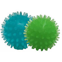 Набір іграшок для собак М'яч із шипами синій зелений із запахом ванілі 4 см FOX/TF-206