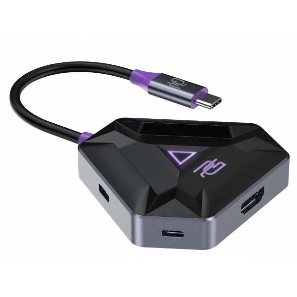 USB Type-C Хаб 5в1 Proove Gaming Spectre 2*USB3.0 + Type-C + PD100W + HDMI 4K60Hz (темно-сірий)