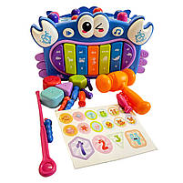 Розвиваюча гра Краб Остап синій TK Group укр мова піаніно риболовля пісні казки стукалка сортер годинник 25*11*14см (ТК 84101), фото 3