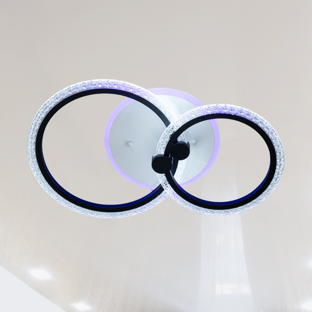 Led люстра з пультом Diasha 55W до 12 м² колір Чорний A8180/2BK 3col dim, фото 1