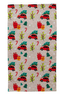 Новорічний вафельний рушник Різдвяне авто 33х60 см