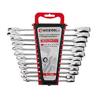 Набір ключів комбінованих, з тріскачкою, 12 шт., 8-19 мм, Cr-V, професійний, DIN3113 INTERTOOL XT-1305