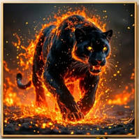 Алмазна мозаїка Пантера, 50х50см, Картина стразами (повна викладка, круглі камені)