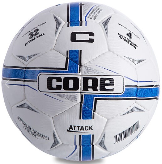 М'яч футзальний CORE ATTACK Grain білий синій (розмір 4) CRF-042