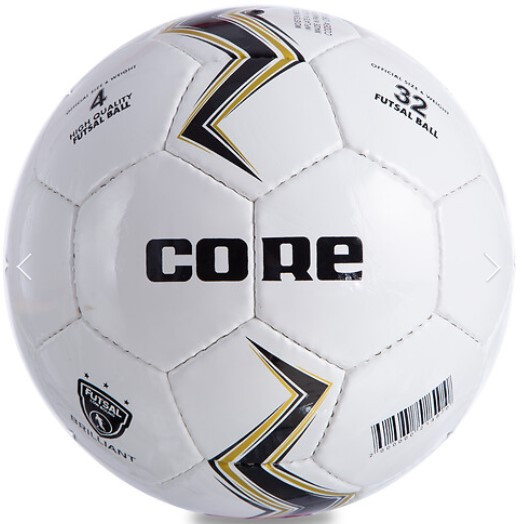 М'яч футзальний CORE BRILLIANT Shiny білий-чорний (розмір 4) CRF-043