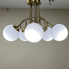 Стельова бронзова люстра з 5 плафонами-кулями "Modern Glow "(52-9910-5 BRZ+WH), фото 3