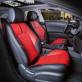 Авточохли на передні сидіння CarFashion, модель SECTOR FRONT, червоний/чорний