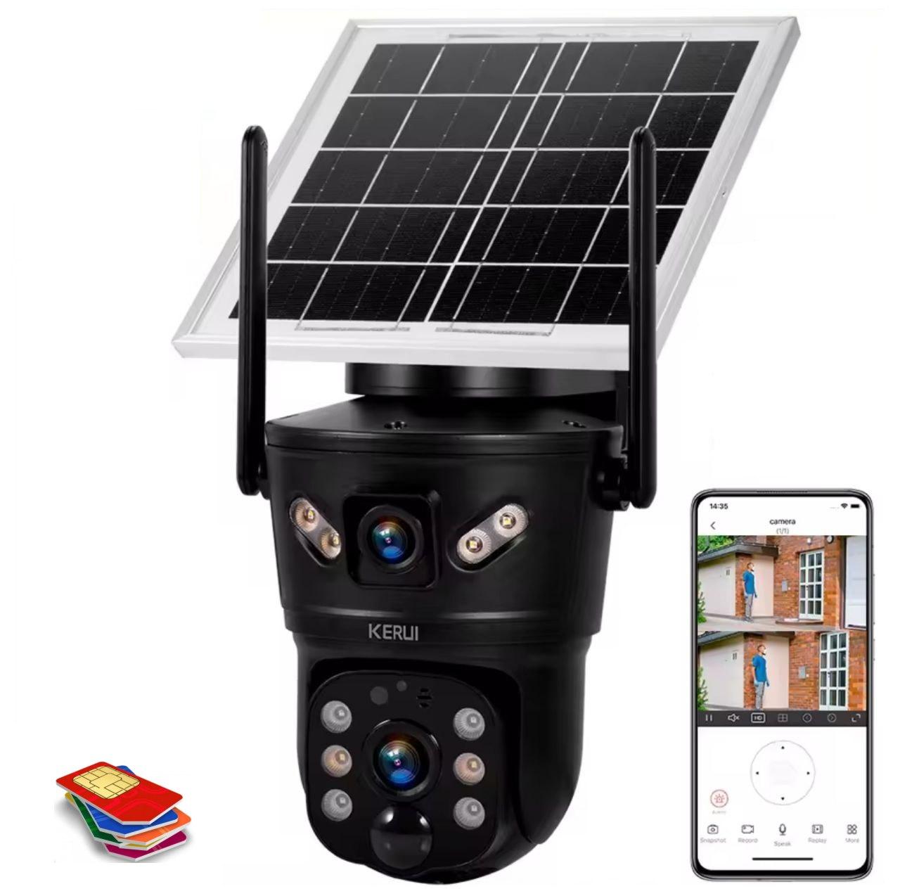 Зовнішня поворотна 4G IP-камера із сонячною панеллю Kerui BD01 4G 6Mp. V380Pro, фото 1