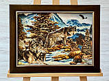 Картина з бурштину "Сім'я вовків" 30*40 см, фото 3