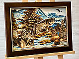 Картина з бурштину "Сім'я вовків" 30*40 см, фото 2