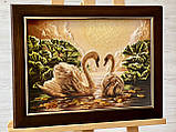 Картина з бурштину "Пара Лебедів" 30*40 см, Картина з бурштину Пара лебедів, фото 3