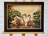Картина з бурштину "Пара Лебедів" 30*40 см, Картина з бурштину Пара лебедів, фото 4