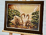 Картина з бурштину "Пара Лебедів" 30*40 см, Картина з бурштину Пара лебедів, фото 2