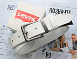 Чоловічий шкіряний ремінь у стилі levis білий, фото 3