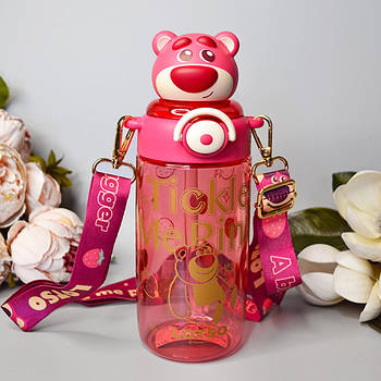 Пляшка для води з трубочкою та довгим ремінцем Disney "Ведмедик Лотсо" 650 мл