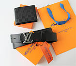 Чоловічий подарунковий набір: ремінь і гаманець Louis Vuitton black, фото 4