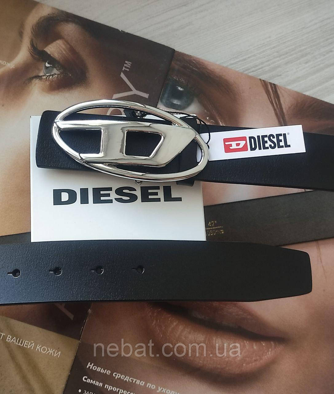 Модний шкіряний ремінь Diesel чорний