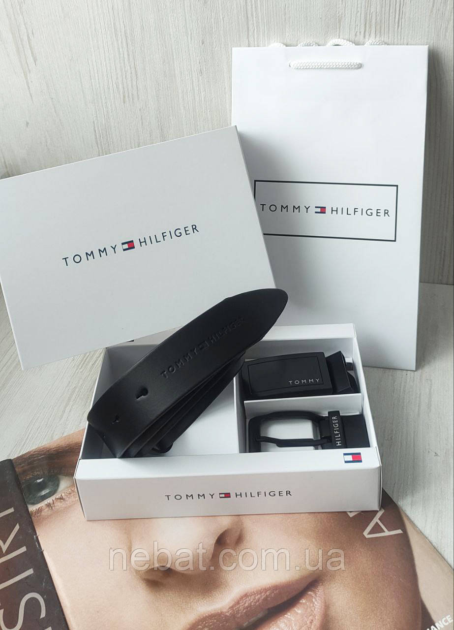 Чоловічий подарунковий набір ремінь + дві пряжки TOMMY Hilfiger