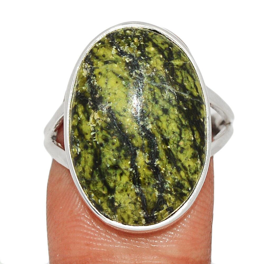 Змійовик серпентин срібна каблучка, 2497КЗ