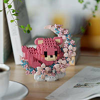 Конструктор блоковий дитячий рожевий ведмедик на місяці