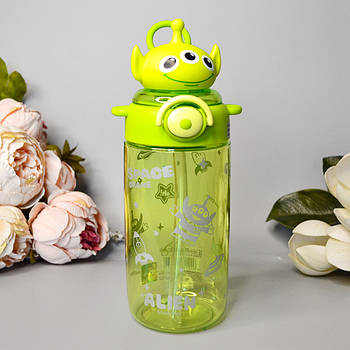 Пляшка для води з трубочкою та довгим ремінцем Disney "Прибульці" 650 мл